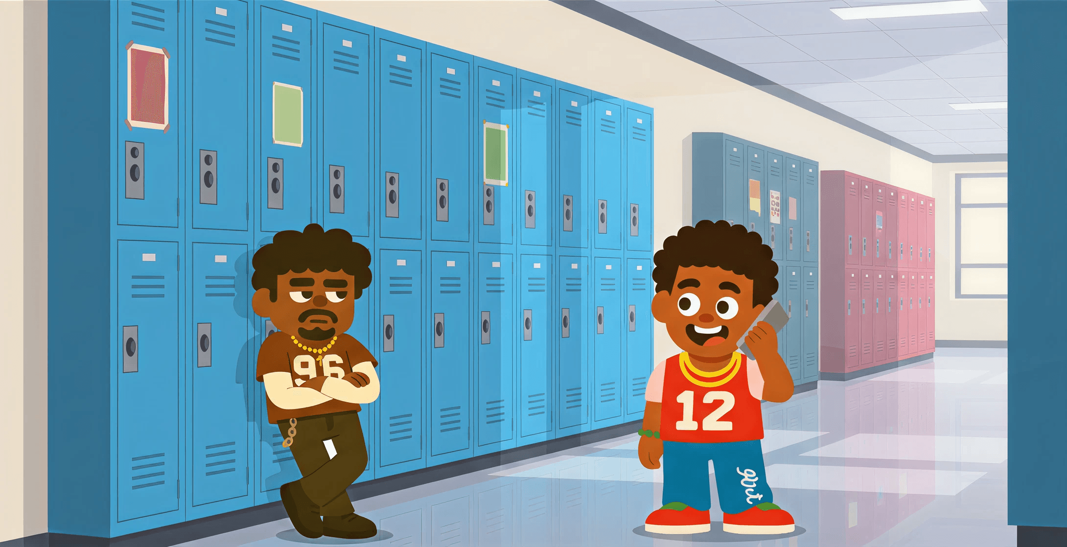 Students in school hallway