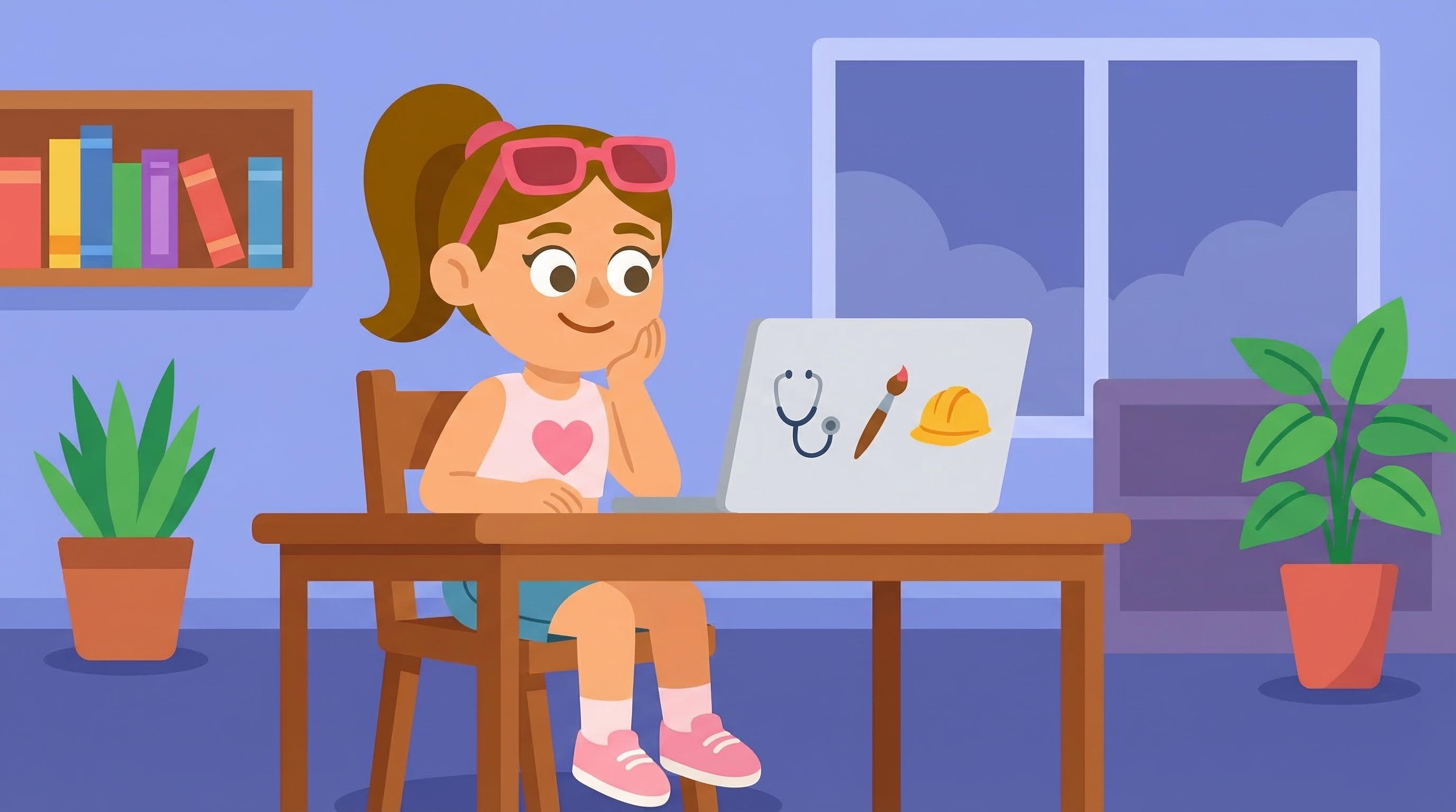 Student watching career day-in-the-life videos on a laptop