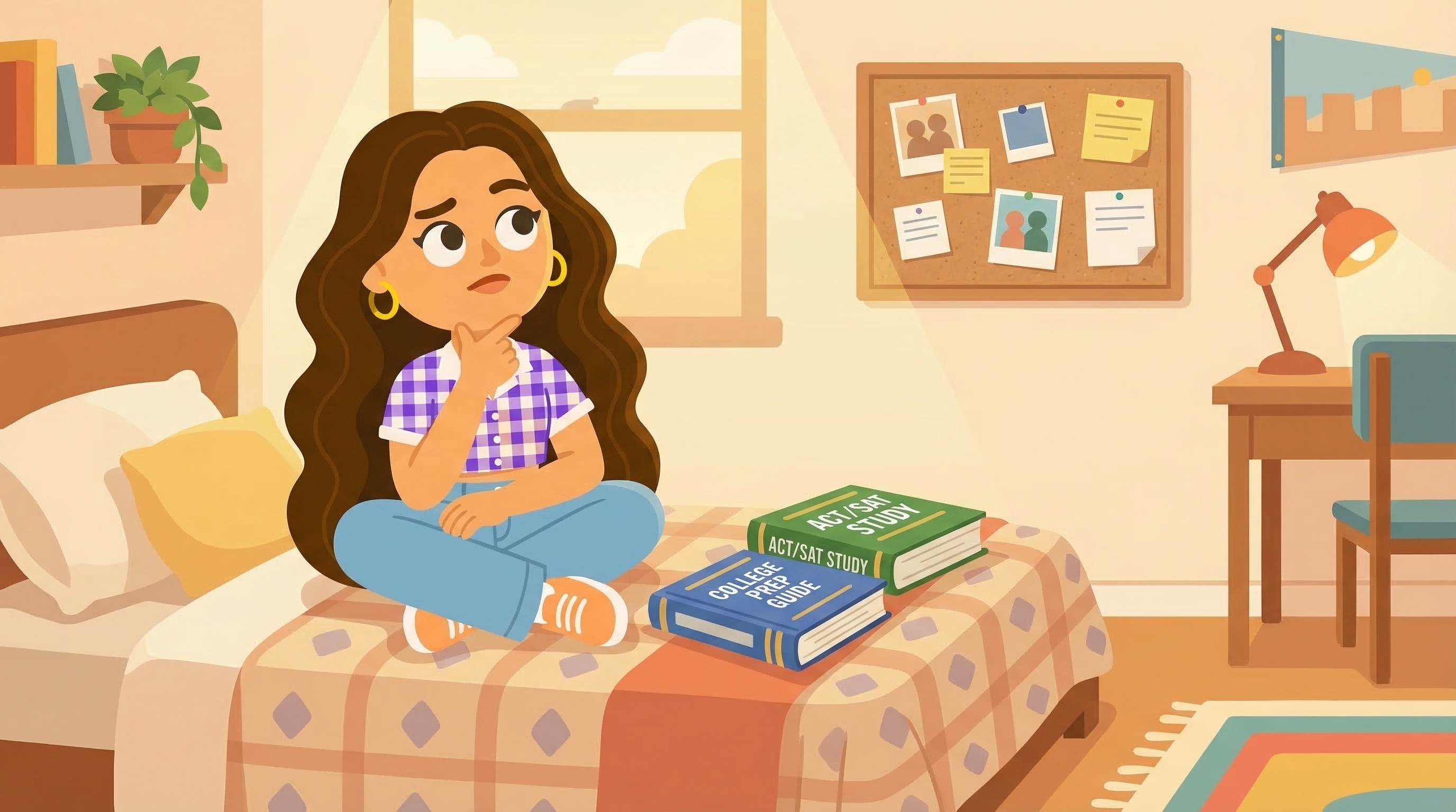 Student deciding between two test prep books